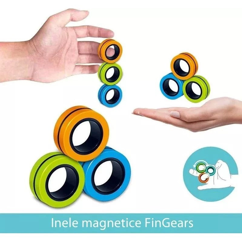 Jucarie antistres, inele magnetice, 3 piese, Multicolor