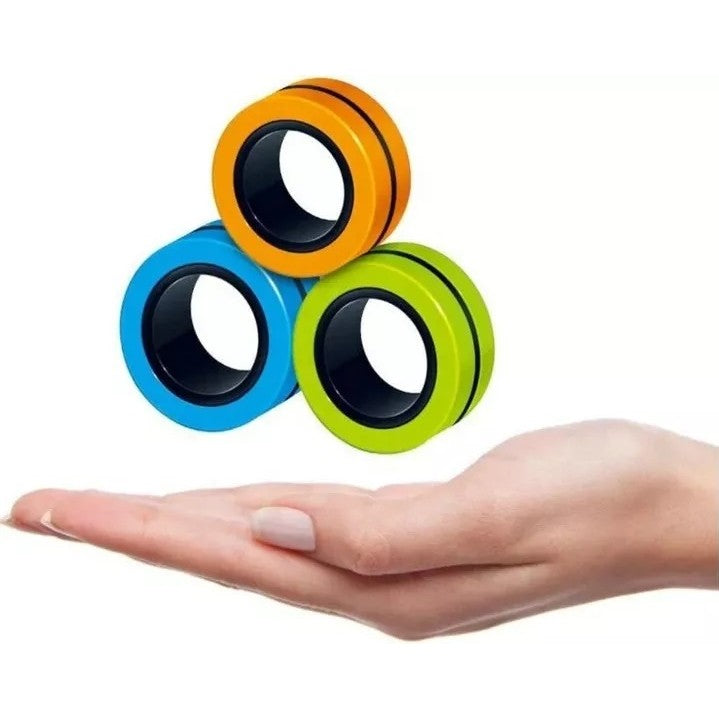 Jucarie antistres, inele magnetice, 3 piese, Multicolor