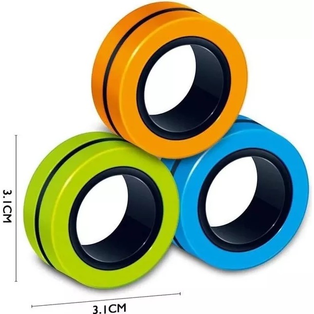 Jucarie antistres, inele magnetice, 3 piese, Multicolor
