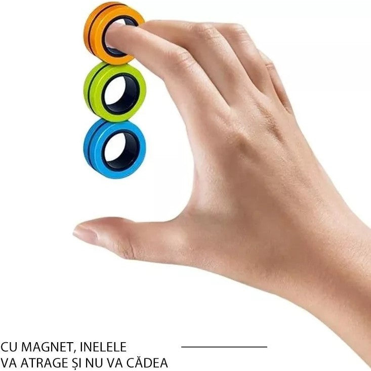 Jucarie antistres, inele magnetice, 3 piese, Multicolor