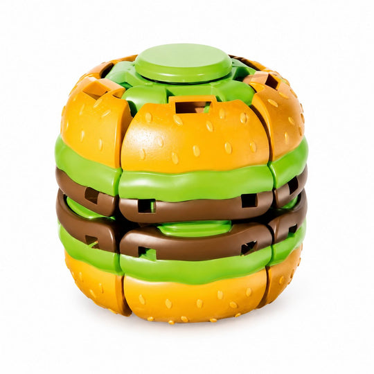 Jucarie Antistres Rotativa, Model Hamburger Spinner Ball, Forma Hamburger, Rotire Manuala, Structura Interactiva, Relaxare si Indemanare, Multicolor