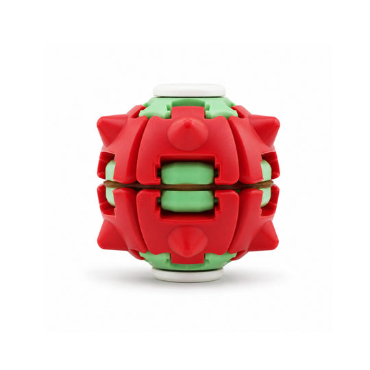 Jucarie Antistres Rotativa, Model Minge Push and Spin, Rotire Manuala, Structura 3D Interactiva, Relaxare si Indemanare, 6.3 cm, Rosu si verde