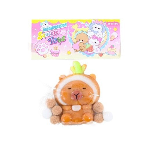 Jucarie Antistres Squishy, cu Revenire Lenta, Model Capybara, 7cmx6.5 cm, din TPR, Ambalaj Transparent, Maro