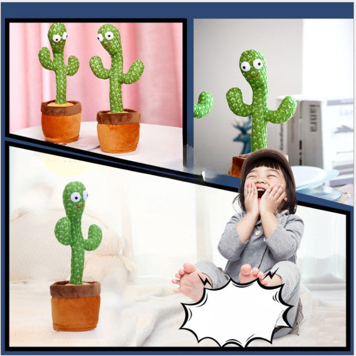 Jucarie Cactus Dansator, Canta, Danseaza, Imita, Distractiv, Verde, 37cm