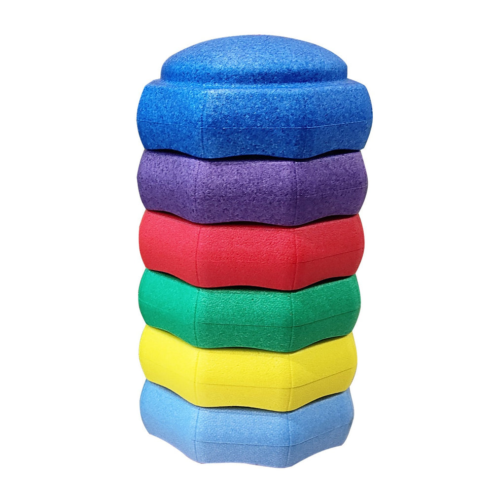 Jucarie de Echilibru, Tip Stepping Stones, 6 Piese, din Spuma, pentru Miscare, Sarituri, Prindere, 28 x 28 x 50 cm, Model 5, Multicolor
