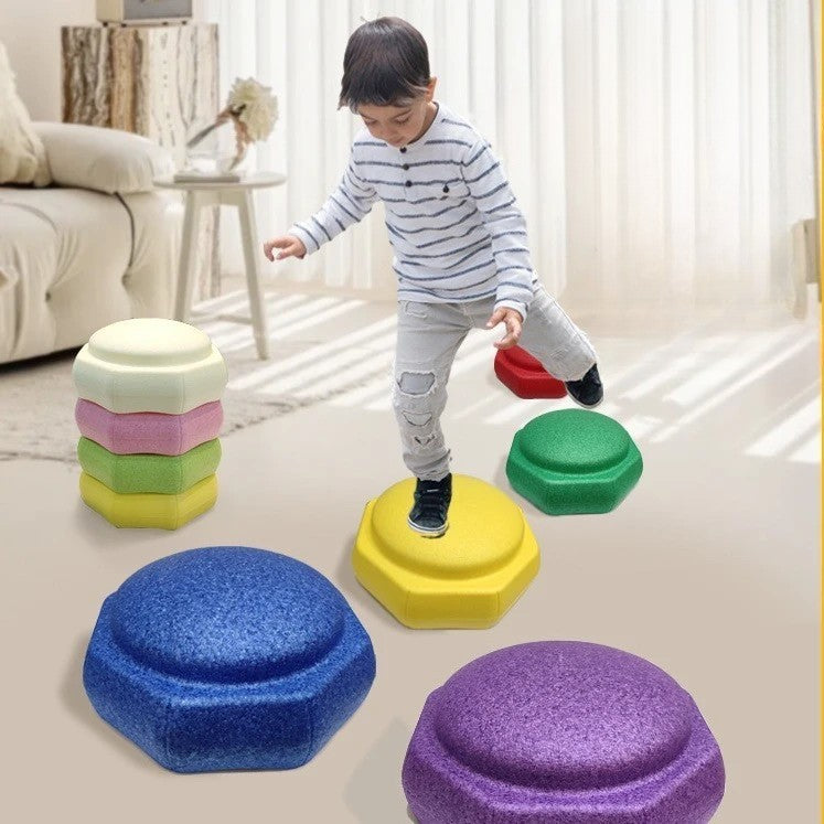 Jucarie de Echilibru, Tip Stepping Stones, 6 Piese, din Spuma, pentru Miscare, Sarituri, Prindere, 28 x 28 x 50 cm, Model 5, Multicolor
