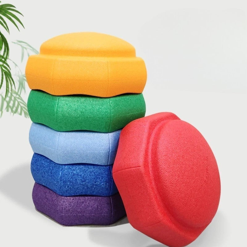 Jucarie de Echilibru, Tip Stepping Stones, 6 Piese, din Spuma, pentru Miscare, Sarituri, Prindere, 28 x 28 x 50 cm, Model 5, Multicolor