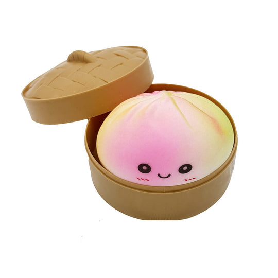 Jucarie Dumpling Squishy Antistres, Model Fata Zambitoare Curcubeu, Squeezy Dumpling, 8.5x5.5 cm, Culoare Mix Surpriza