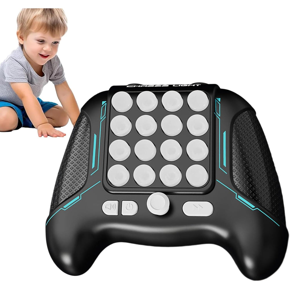 Jucarie Interactiva Pop It, Tip Consola, Anti-Stres, 5 Moduri de Joc, din ABS si Silicon, +3 Ani, Sunete si Lumini Model Controller, Negru