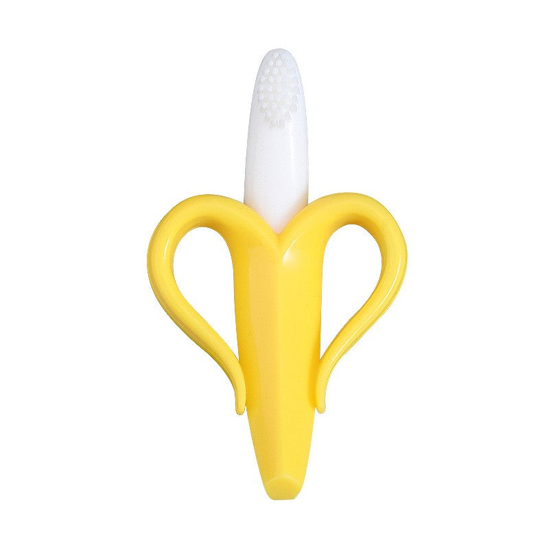Jucărie pentru Dentiție Bebeluși, Banană cu Mânere Ergonomice, Silicon Non-Toxic Fără Miros, Suprafață Texturată pentru Calmarea și Masarea Gingiilor, 10.5 x 5.9 cm, Galben