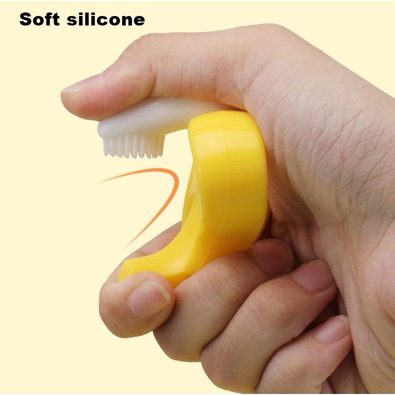 Jucărie pentru Dentiție Bebeluși, Banană cu Mânere Ergonomice, Silicon Non-Toxic Fără Miros, Suprafață Texturată pentru Calmarea și Masarea Gingiilor, 10.5 x 5.9 cm, Galben