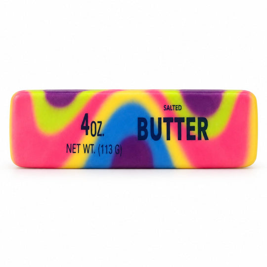 Jucarie Squishy Antistres, Model Pachet de Unt, Aspect Marmorat, 14 cm, Multicolor