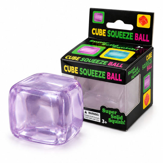 Jucarie Squishy Antistres Tip Cub, Efect Cub de Gheata Transparent, Senzoriala si Comprimabila, Revenire la Forma Initiala, 3+ Ani, 5 x 5 x 5 cm, 135 g, Violet