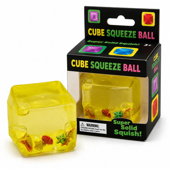 Jucarie Squishy tip Needoh in Forma de Cub, Model Ocean cu Scoici, Antistres Senzoriala Comprimabila cu Revenire, 5 cm, Galben