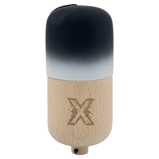 Kendama Pill X Originala, Profesionala Model Rubber Grip Pilula, din Lemn, Varsta 9+, Ata 62/65 cm, 11 x 5 x 5 cm, Gradient Negru/Alb