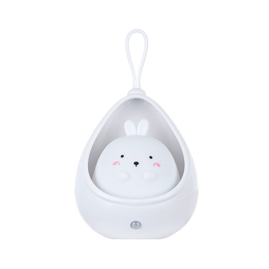 Lampa de veghe portabila cu 2 moduri de functionare, silicon non-toxic, reincarcabila USB, senzor miscare, alb, iepuras