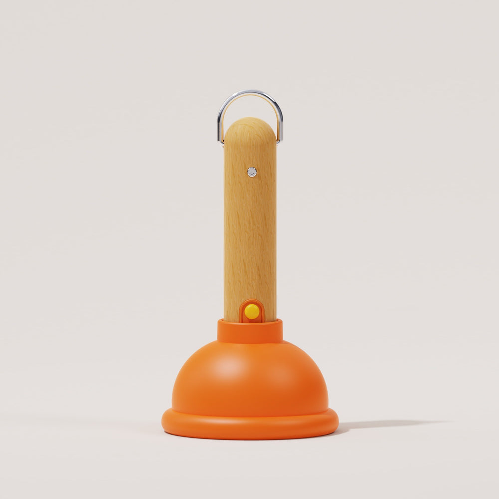 Lampa Nocturna, Model Ventuza de Toaleta, Alimentare USB, din Lemn si Silicon, 16 x 9 cm, Portocaliu