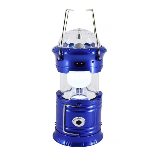 Lanternă pliabilă de camping Magic cool cu lampă disc și USB, Lanterna, Felinar, Acumulator 1200 mAh, reincarcabila, 6 LED + 1 W + 3C culori, Albastru