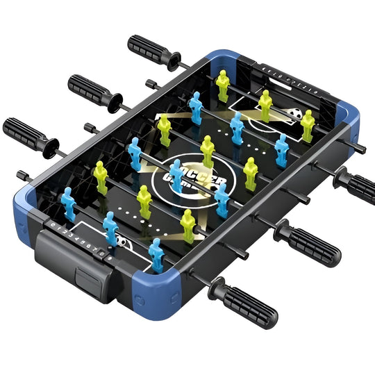 Masa de Joc 5in1, cu Teren Schimbabil de Fotbal, Basket, Bowling, Curling si Hockey, cu Tablou Scor, din ABS, 49.8x26x6.6 cm, Design Multicolor, pentru Copii/ Adulti