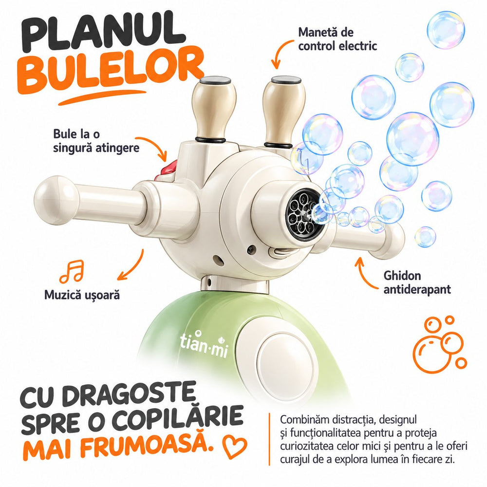 Masinuta Electrica Pentru Copii, Cu Telecomanda, Rotire 360°, Bule De Sapun, Bluetooth, Muzica si Lumini, Maner Telescopic, Verde