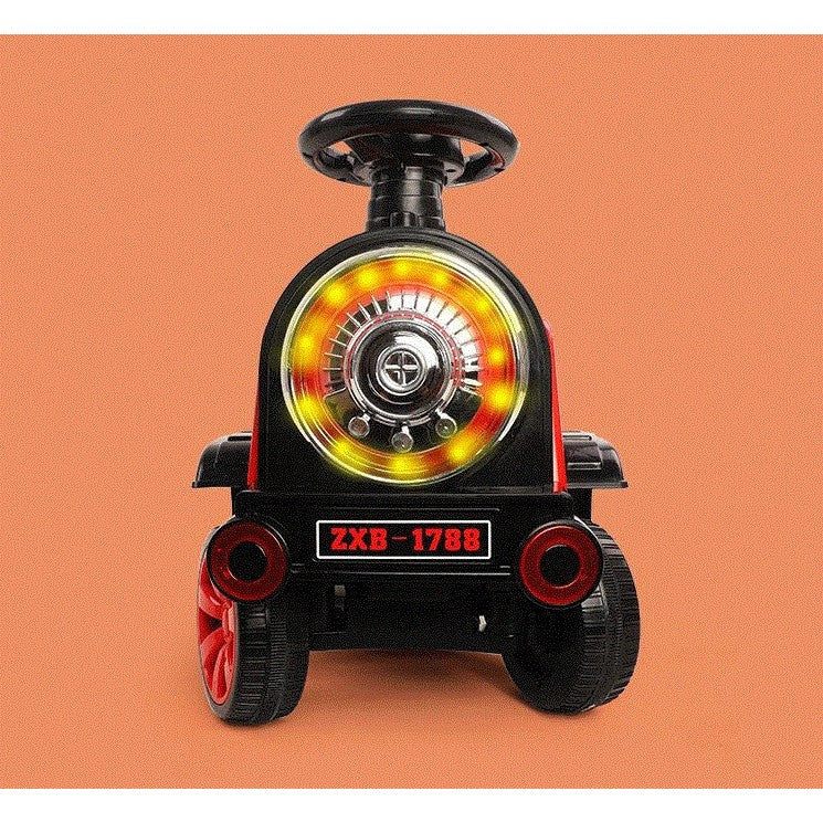 Masinuta Electrica, Tip Trenulet cu Vagon Detasabil, Pentru 2 Persoane, cu Telecomanda, Lumini si Sunete, Locomotiva cu Vapori de Abur, 1-6 Ani, 46 x 33 x 72 cm, Rosu