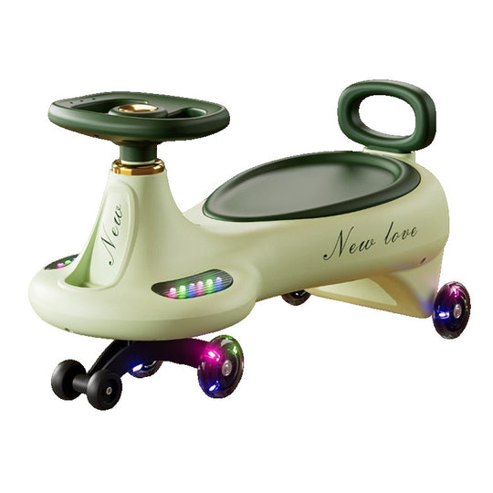 Masinuta pentru Copii, 1-8 Ani, Anti-rasturnare, Roti Silentioase, Impingere, Bluetooth, 66x32x37 cm, Verde
