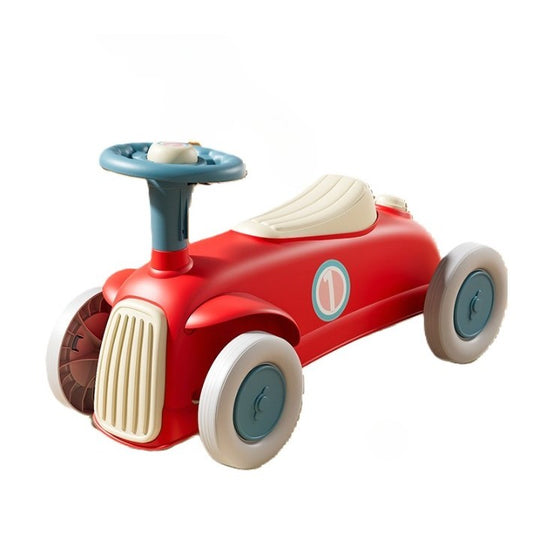 Masinuta Ride-On, cu Sistem Anti-Rasturnare, Claxon pe Volan, 1-6 Ani, 60 x 28 x 34 cm, Rosu-Crem