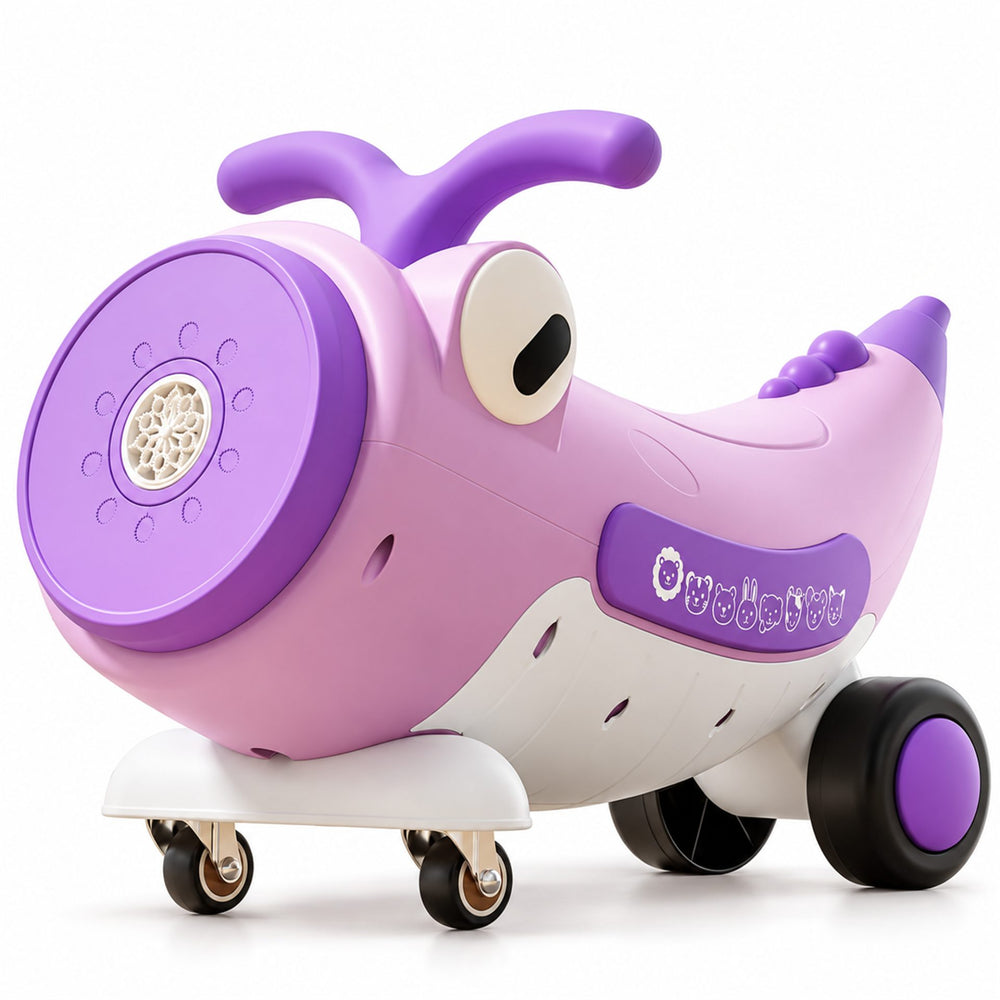 Masinuta Ride-On Pentru Copii, Cu Bule De Sapun, Roti 360°, Muzica si Lumini, Ghidon, 2-4 Ani, 65x65x57 cm, Mov