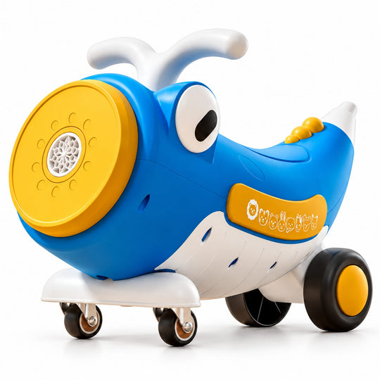Masinuta Ride-On Pentru Copii, Cu Bule De Sapun, Roti 360°, Muzica si Lumini, Ghidon, 2-4 Ani, 65x65x57 cm, Albastru