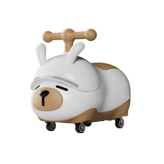 Masinuta Ride-On, Sistem Anti-Rasturnare, Sistem de Lumini si Sunet, Bluetooth, 1-3 Ani, Model Catel, 43 x 33 x 26 cm, Alb - Maro