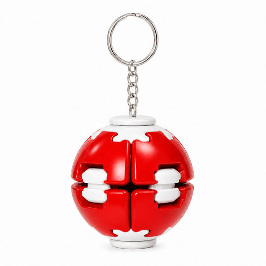 Minge Antistres Rotativa 3D, Keychain Fidget Spinner Ball, cu Sistem Push and Spin, Jucarie Senzoriala pentru Relaxare si Indemanare, 4.5x5 cm, Rosu