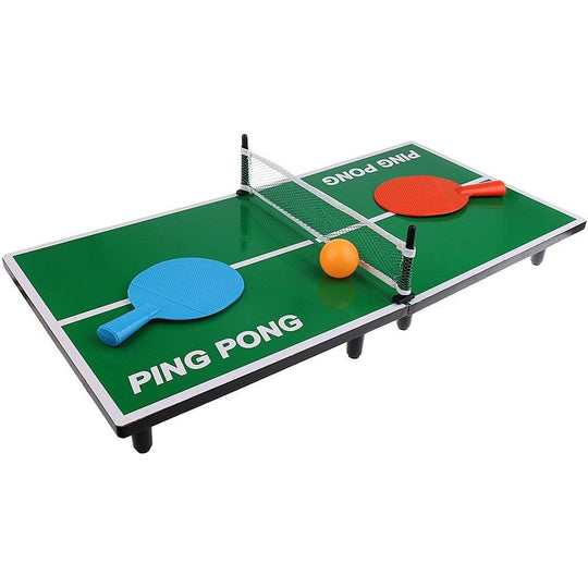 Mini Masa de Ping Pong, pentru interior, Material Lemn, 60 x 10 x 30 cm, 2 mingi, portabila, verde