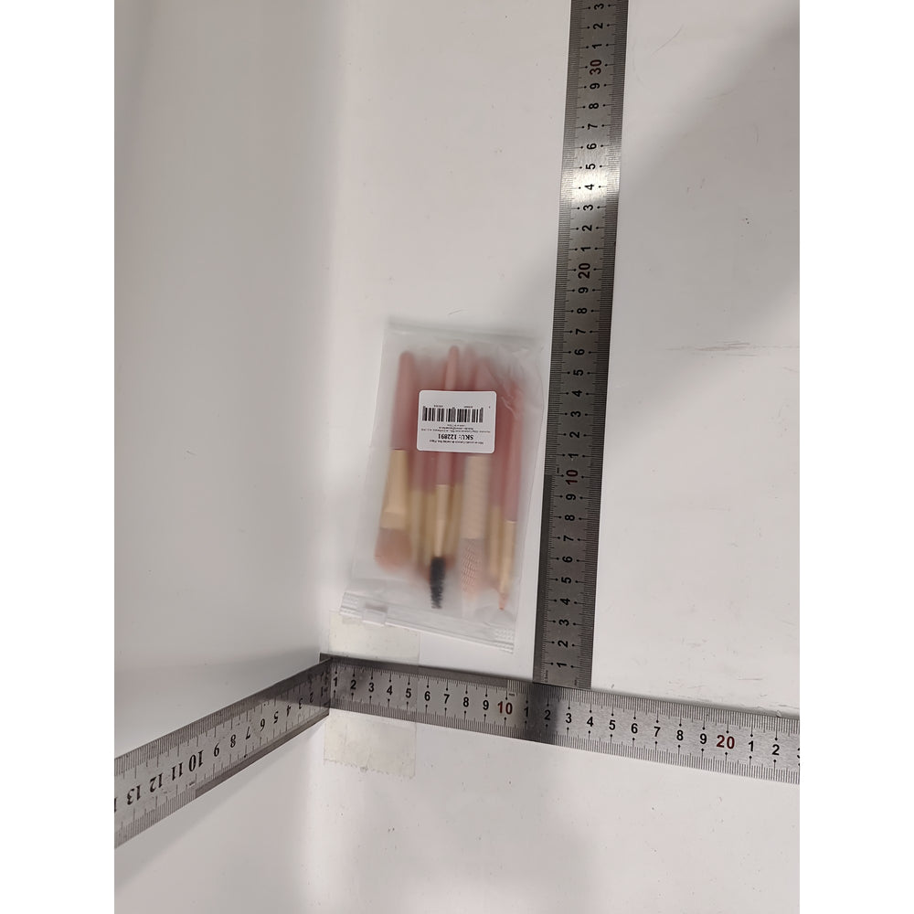 Mini Set Profesional 8 Pensule de Machiaj, cu Peri Moi și Densi, pentru Fond de Ten, Pudră, Blush, Fard și Sprâncene, Roz