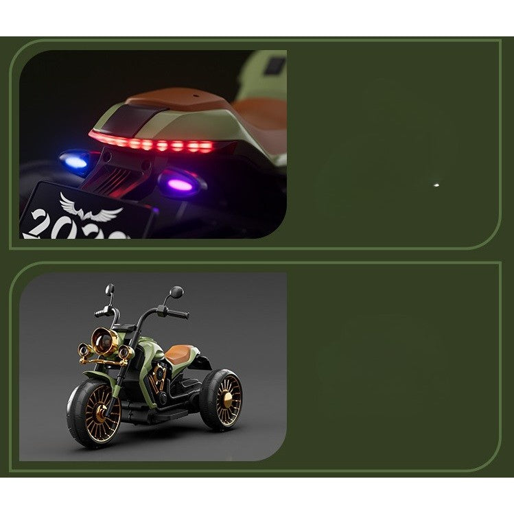 Motocicleta Electrica, cu Acumulator, Bluetooth, Sistem Anti-Rasturnare, Sistem de Lumini si Sunet, 1-8 Ani, 93 x 48 x 63 cm, Verde