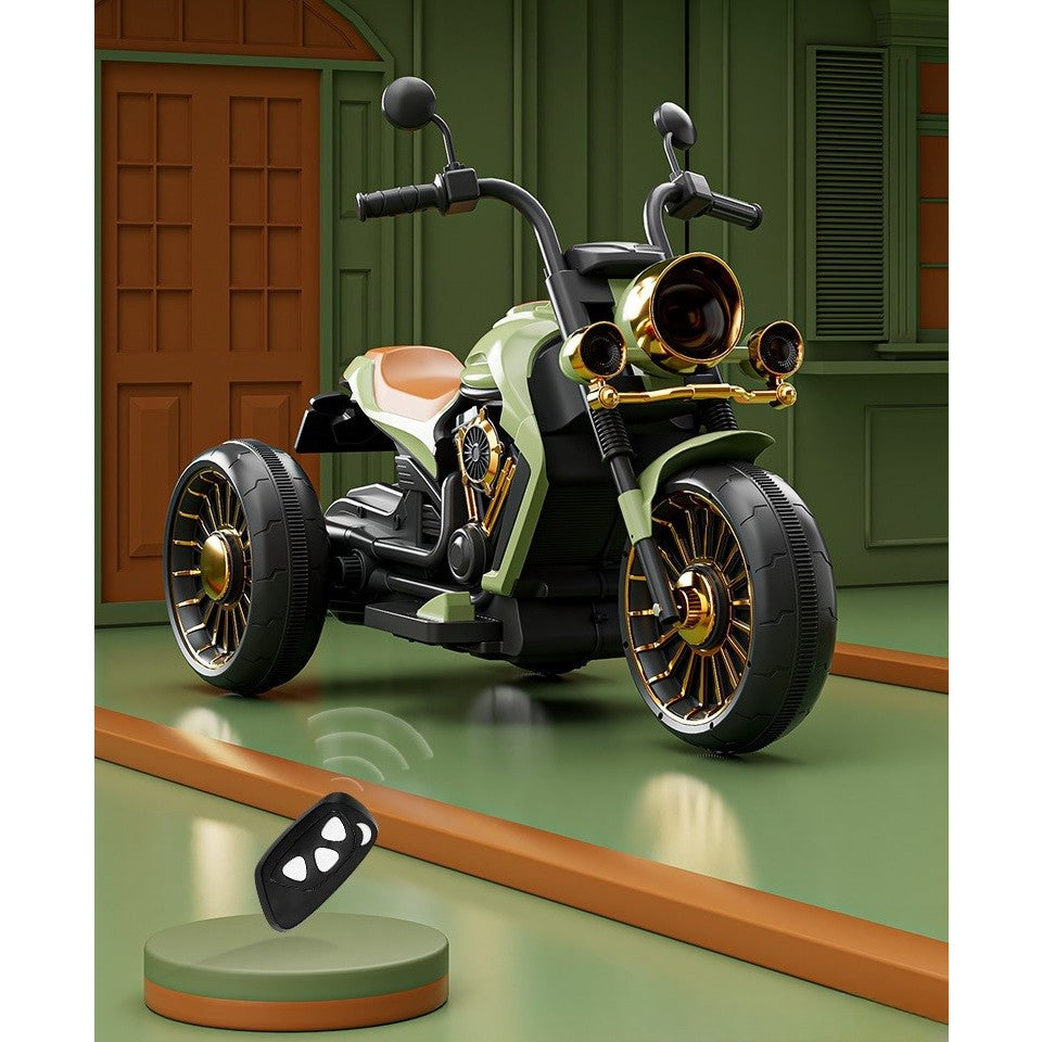 Motocicleta Electrica, cu Acumulator, Bluetooth, Sistem Anti-Rasturnare, Sistem de Lumini si Sunet, 1-8 Ani, 93 x 48 x 63 cm, Verde