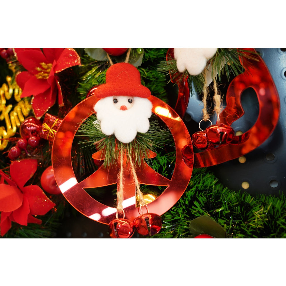 Ornament brad, Brad cu clopotei, Rosu, Lucios, 15*20CM, Acril, Interior/ Exterior, Cum se utilizeaza: information not provided
