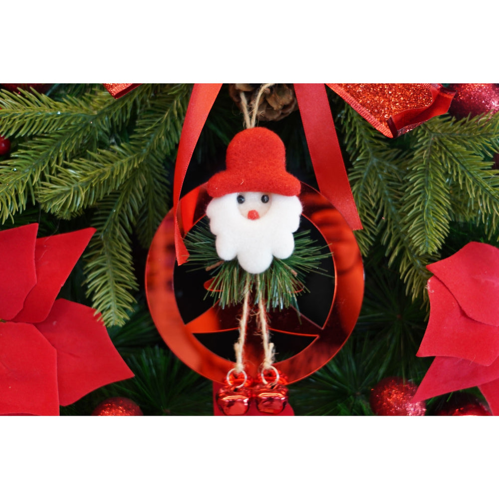 Ornament brad, Brad cu clopotei, Rosu, Lucios, 15*20CM, Acril, Interior/ Exterior, Cum se utilizeaza: information not provided