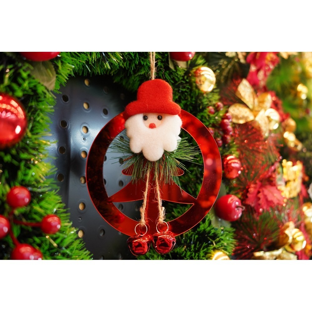 Ornament brad, Brad cu clopotei, Rosu, Lucios, 15*20CM, Acril, Interior/ Exterior, Cum se utilizeaza: information not provided