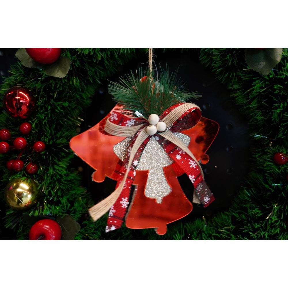 Ornament brad, Clopotei, Rosu, Lucios, 15*15CM, Acril, Interior/ Exterior