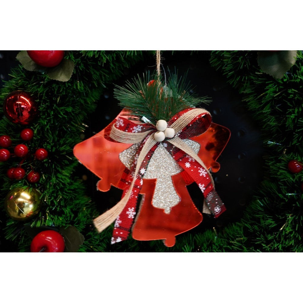 Ornament brad, Clopotei, Rosu, Lucios, 15*15CM, Acril, Interior/ Exterior