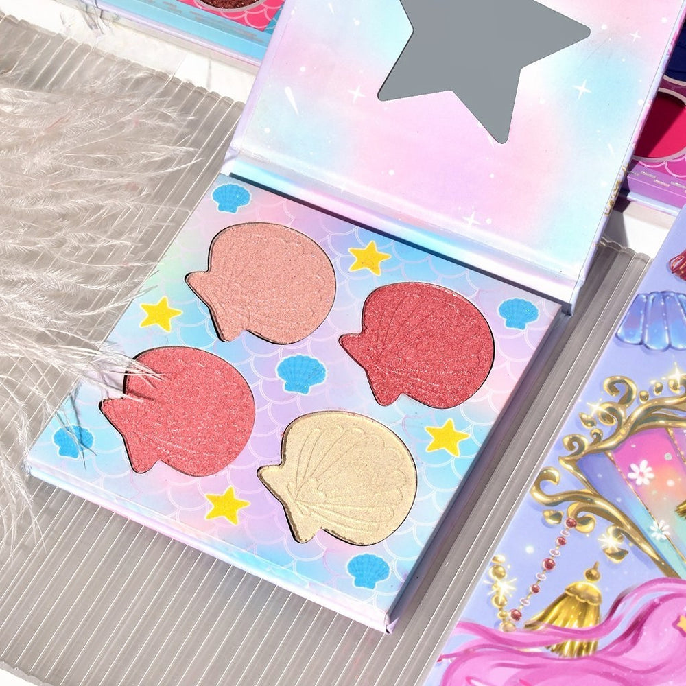 Paleta de Machiaj Profesionala KEVIN & COCO Mermaids, 86 Culori, Trusa Completa pentru Ochi si Fata, Farduri Mate, Sidefate si Glitter, Blush, Iluminator si Contur, Pigmentare Intensa, 23.5 x 25 x 2.1 cm, Multicolor