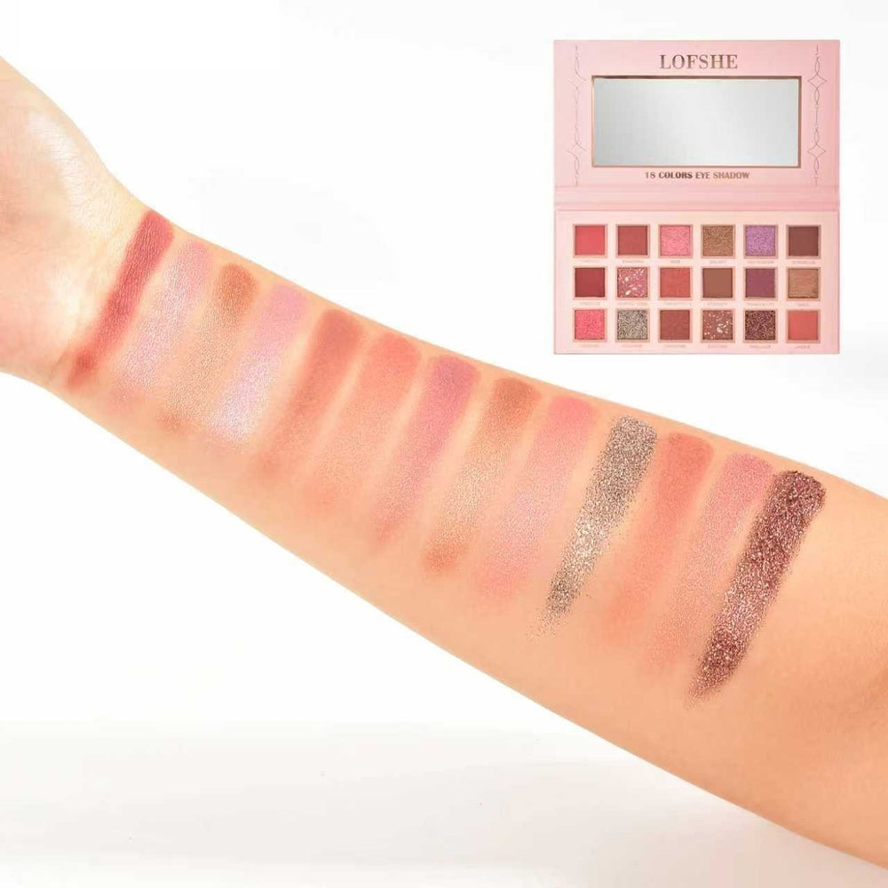 Paletă Farduri de Ochi, LOFSHE 18 Colors Eye Shadow, 18 Nuante Mate si Sidefate, Oglinda Integrata, Pentru Machiaje Naturale si Accentuate, Ideala pentru Utilizare Zilnica și Ocazii Speciale, Multicolor