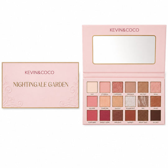 Paleta Farduri pentru Femei, KEVIN&COCO, 18 Culori Expresive, Nightingale Garden, Roz Multicolor