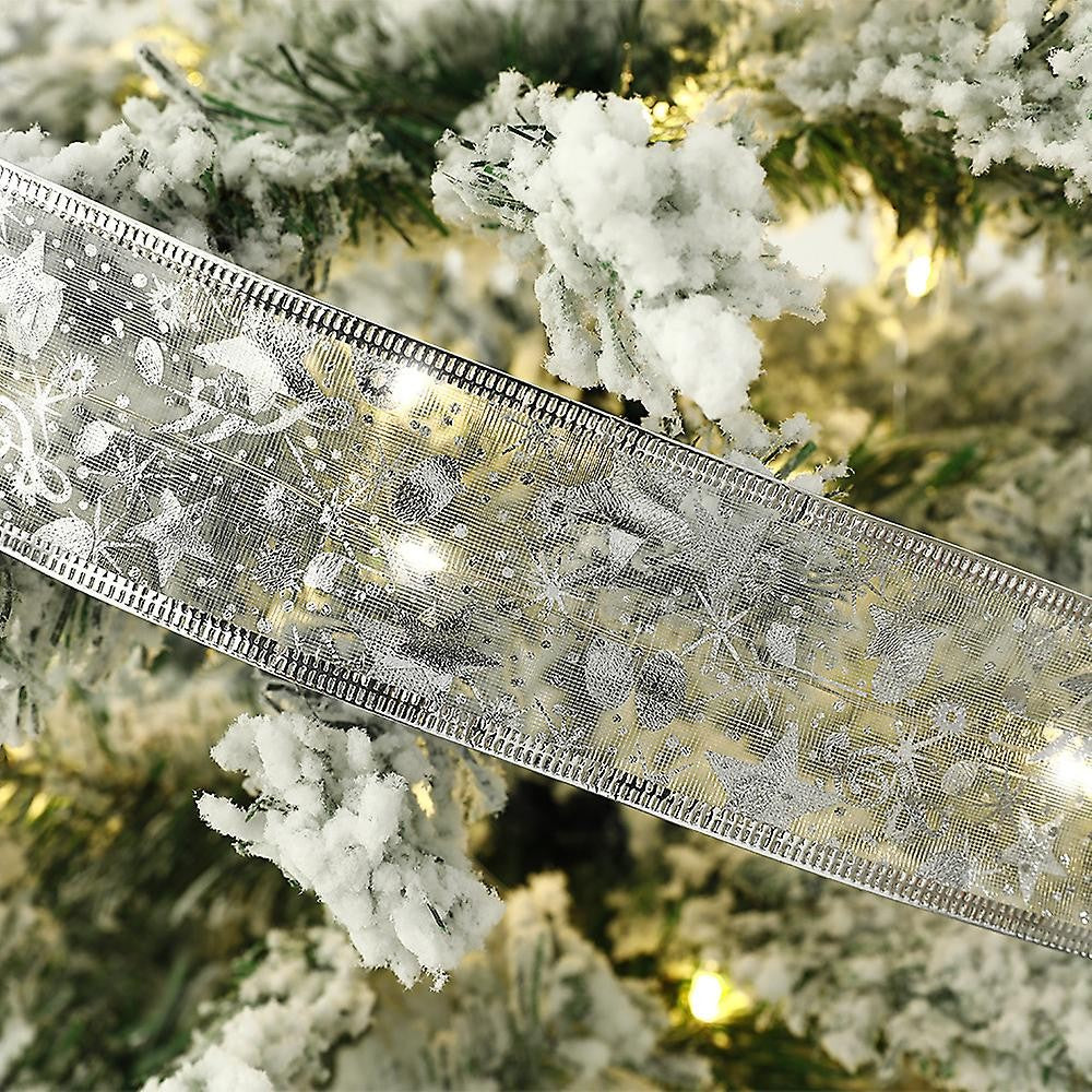 Panglică LED de Crăciun Aurie, lungime 5 m, 50 LED-uri, Baterii, Alb Rece
