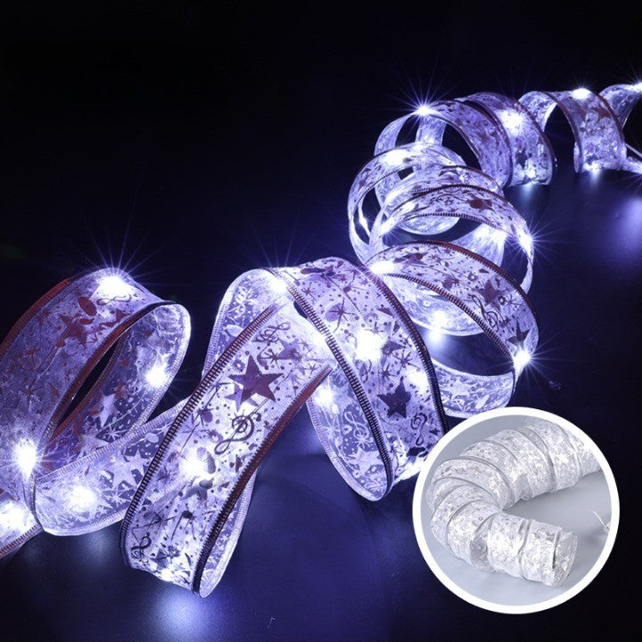 Panglică LED de Crăciun Aurie, lungime 5 m, 50 LED-uri, Baterii, Alb Rece