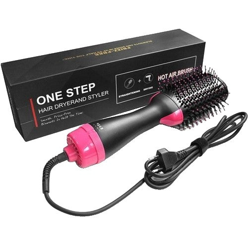 Perie Electrica de Par Fixa, pentru Volum, Ceramica, 3 Setari de Temperatura, 1000W, pentru Toate Tipurile de Par, Negru-Roz