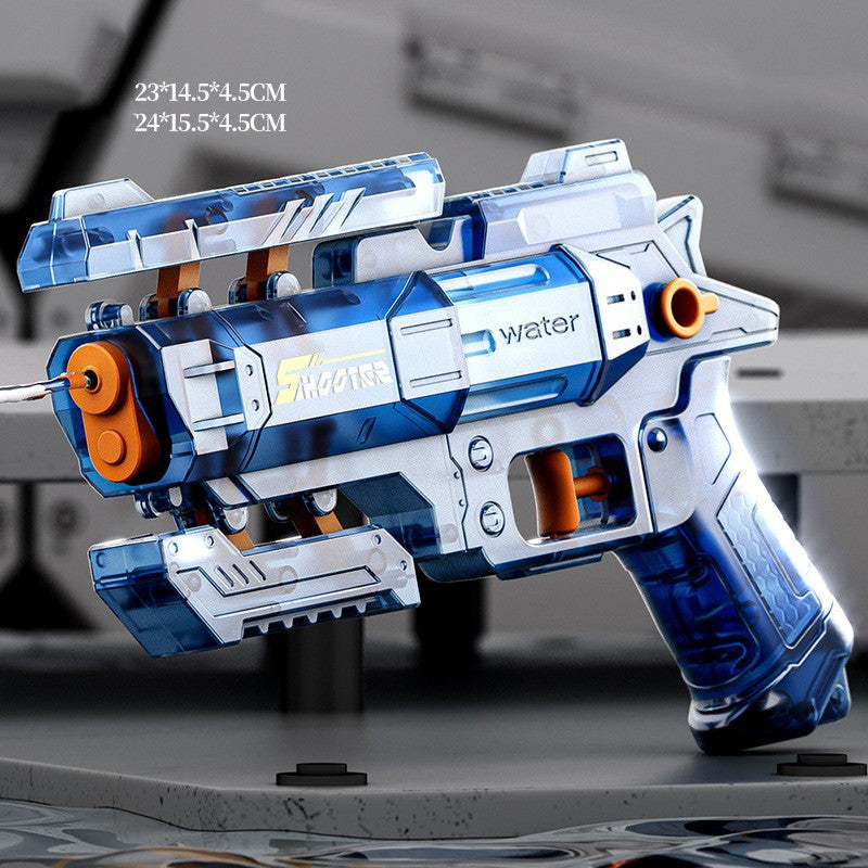 Pistol Manual cu Apa, Jucarie Pistol cu Apa Sigur Pentru Copii, Design Nou S-Shooter Atractiv, 23 x 14.5 cm, Albastru Transparent