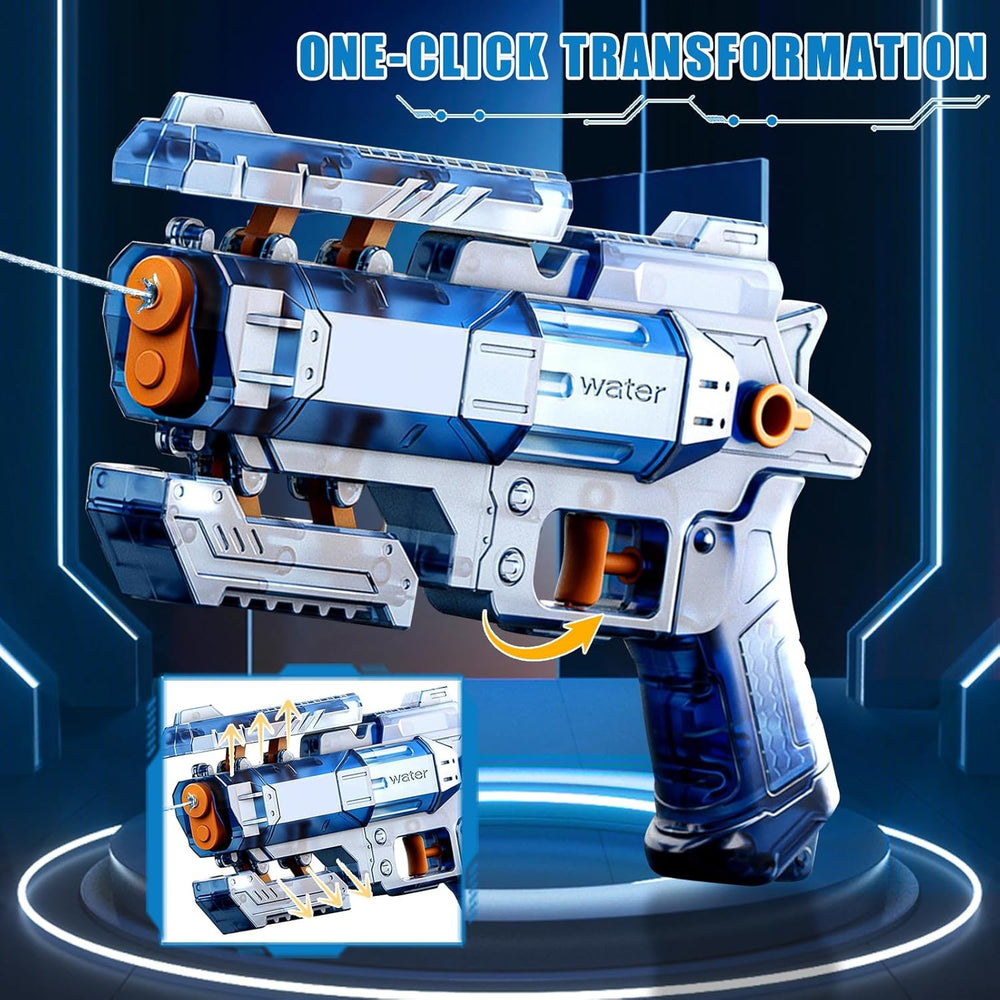 Pistol Manual cu Apa, Jucarie Pistol cu Apa Sigur Pentru Copii, Design Nou S-Shooter Atractiv, 23 x 14.5 cm, Albastru Transparent