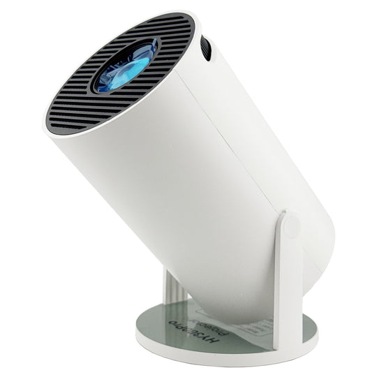 Video Proiector Portabil cilindric HY300PRO, Inteligent, Full HD 1080 x 1280, Wireless, Compatibil cu Android/iOS, 17 x 10 x 9 cm, Alb