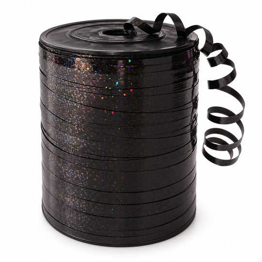 Rola Panglica Laser pentru Baloane si Cadouri, 5 mm x 457 m, Efect Lucios, Negru